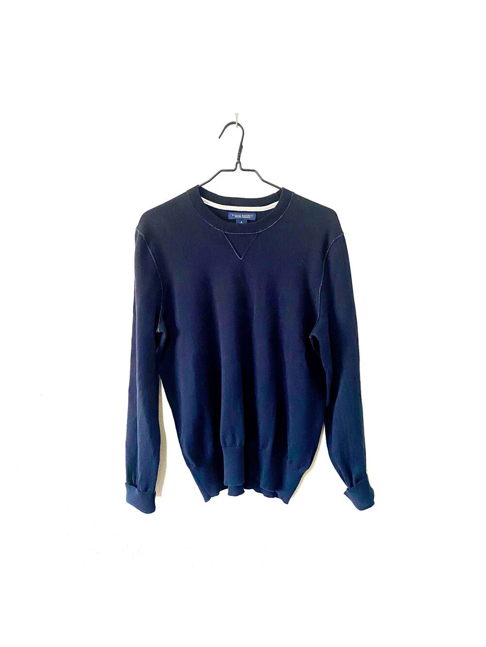Banana Republic Sweater Women Small Black Cotton Cashmere Crew Neck Casual EUC